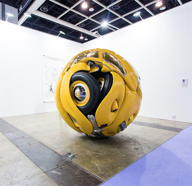 Volkswagen Beetle compacted in a sphere